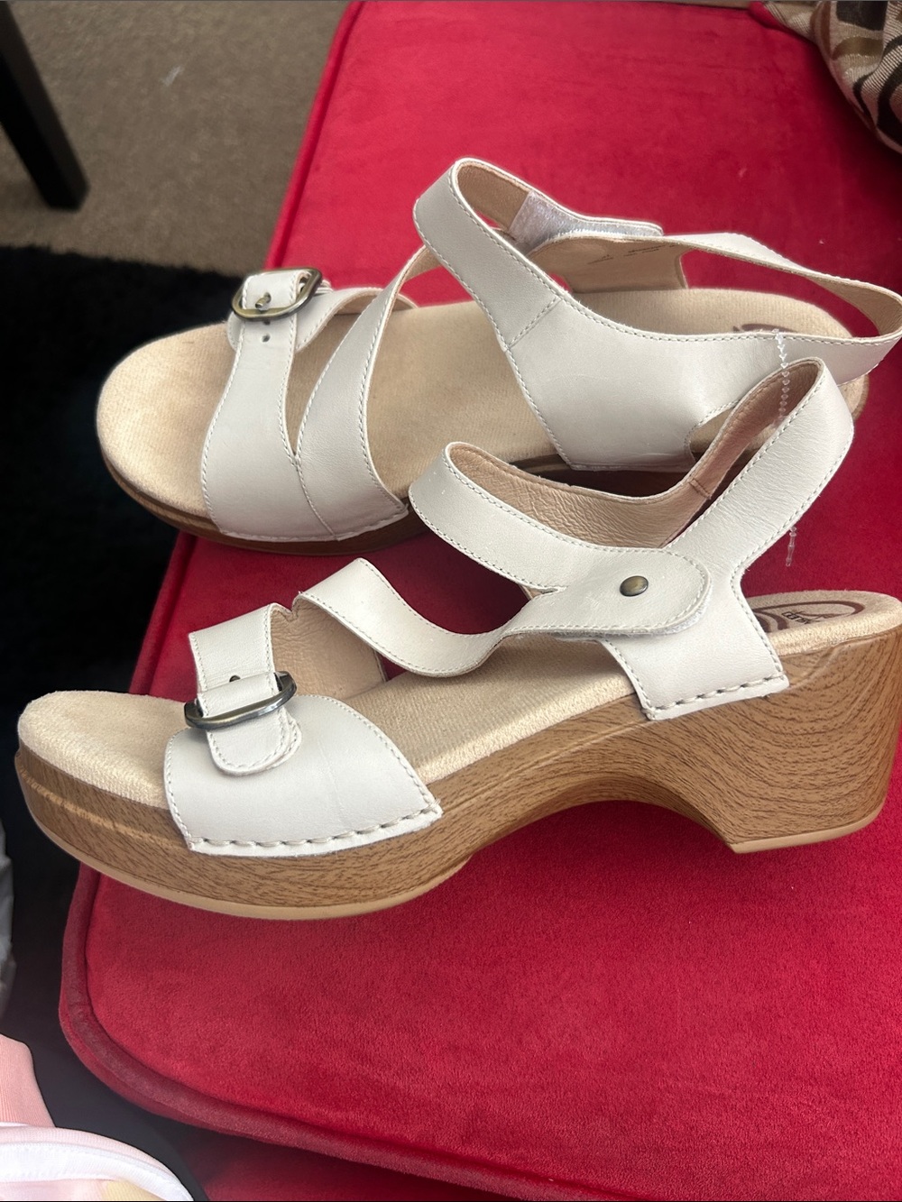 Dansko Off-White Leather Slingback Buckle Sandals eur 41 - Picture 2 of 6